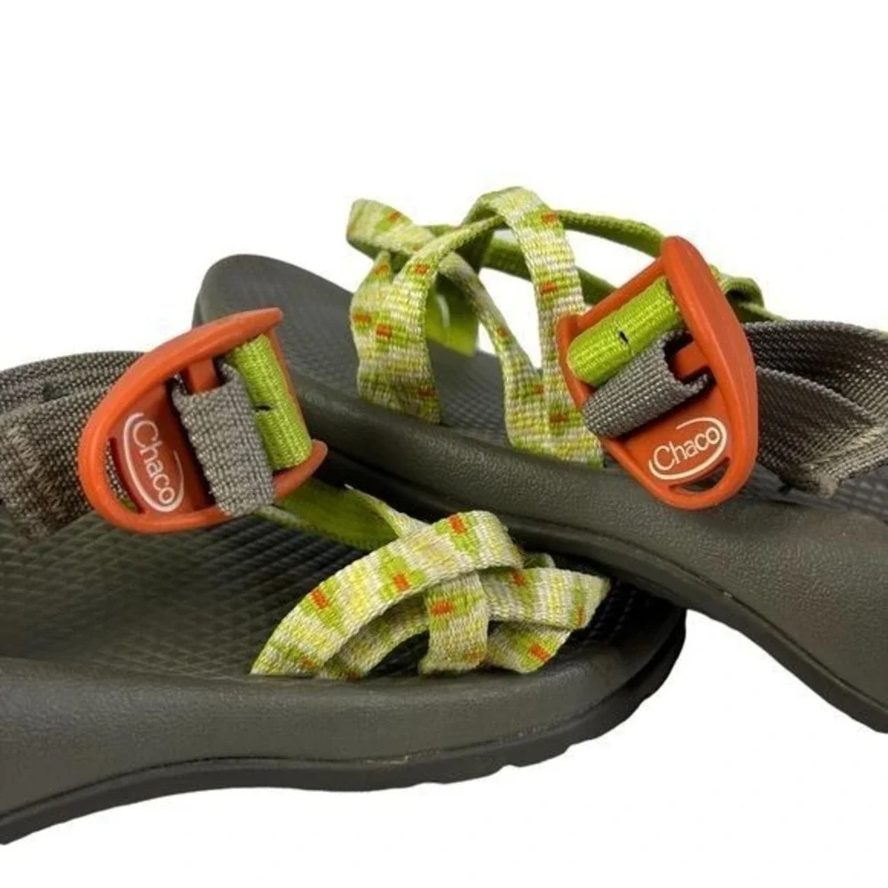 Chaco Z/2 EcoTread Sandals Youth 2 Green Multi Adjustable Strap Toe Loop Hiking‎